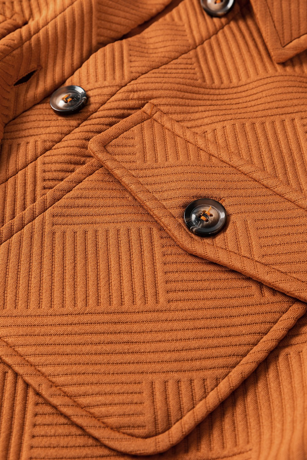 Baya Wear gold flame textured longline button down shirt jacket with geometric pattern and chest pocket detail